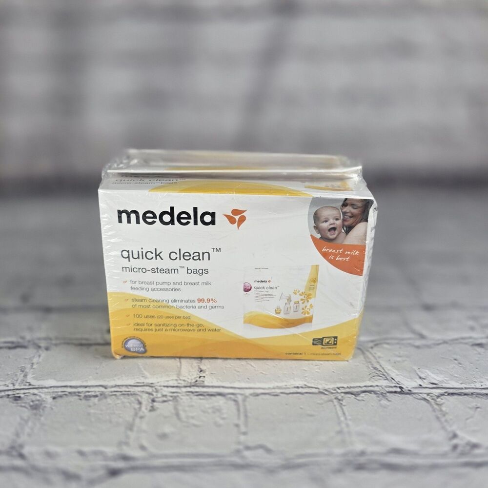 New Medela Quick Clean Micro-Steam Bags, 5 Count For Breast Milk Storage (2)